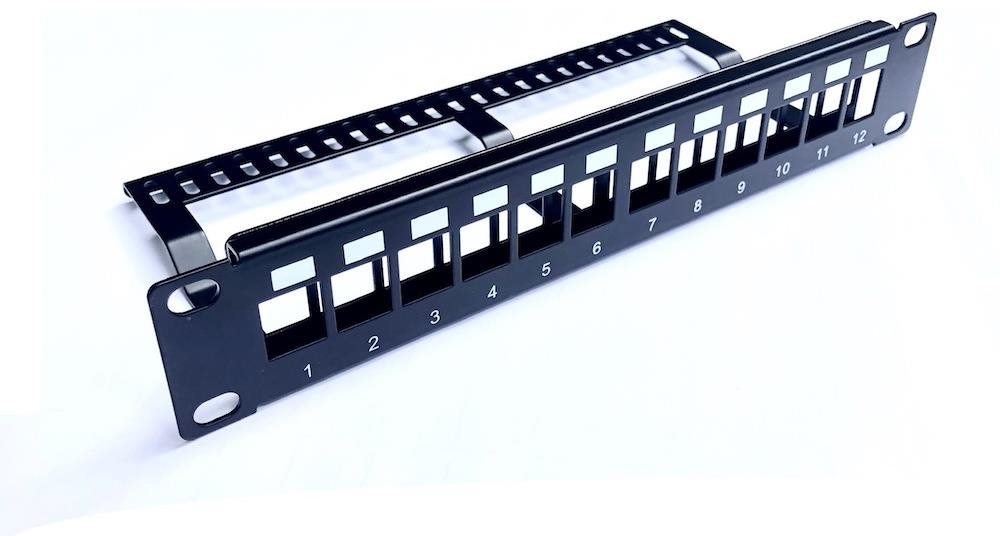 CTnet 10“ Patch panel 12port modulární s vyvazovací lištou