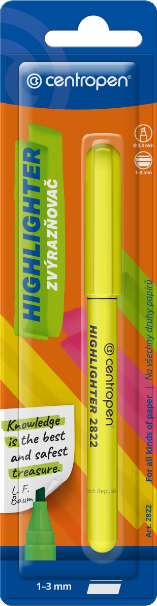 CENTROPEN zvýrazňovač 2822 žlutý