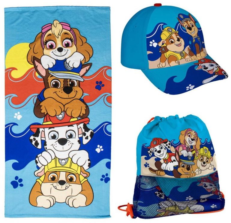 Paw Patrol: Beach - Dětská osuška a kšiltovka