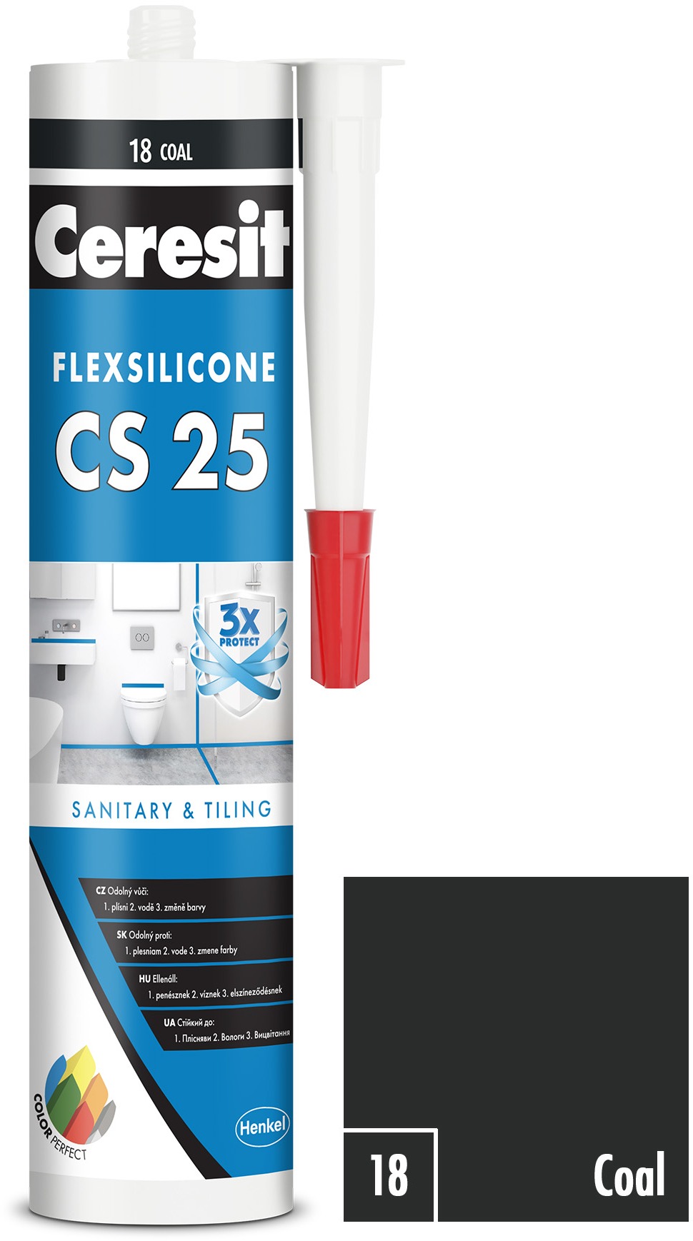 Ceresit Sanitární silikon CS 25 černý, 280 ml