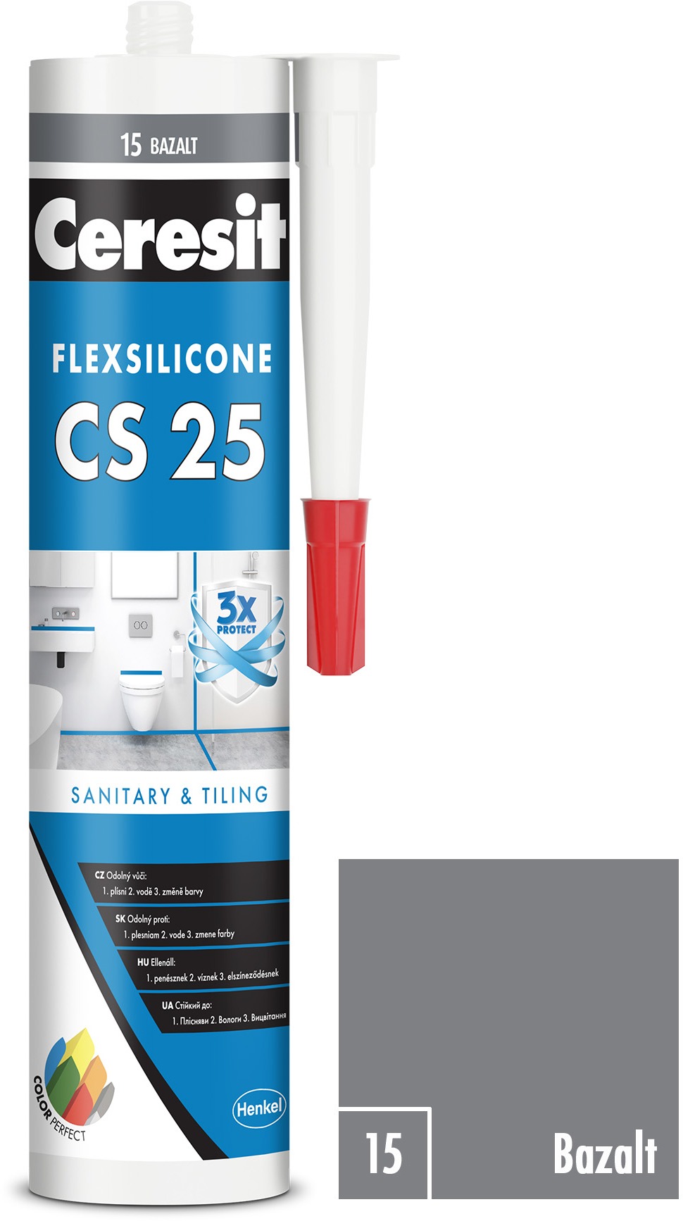 Ceresit Sanitární silikon CS 25 bazalt, 280 ml