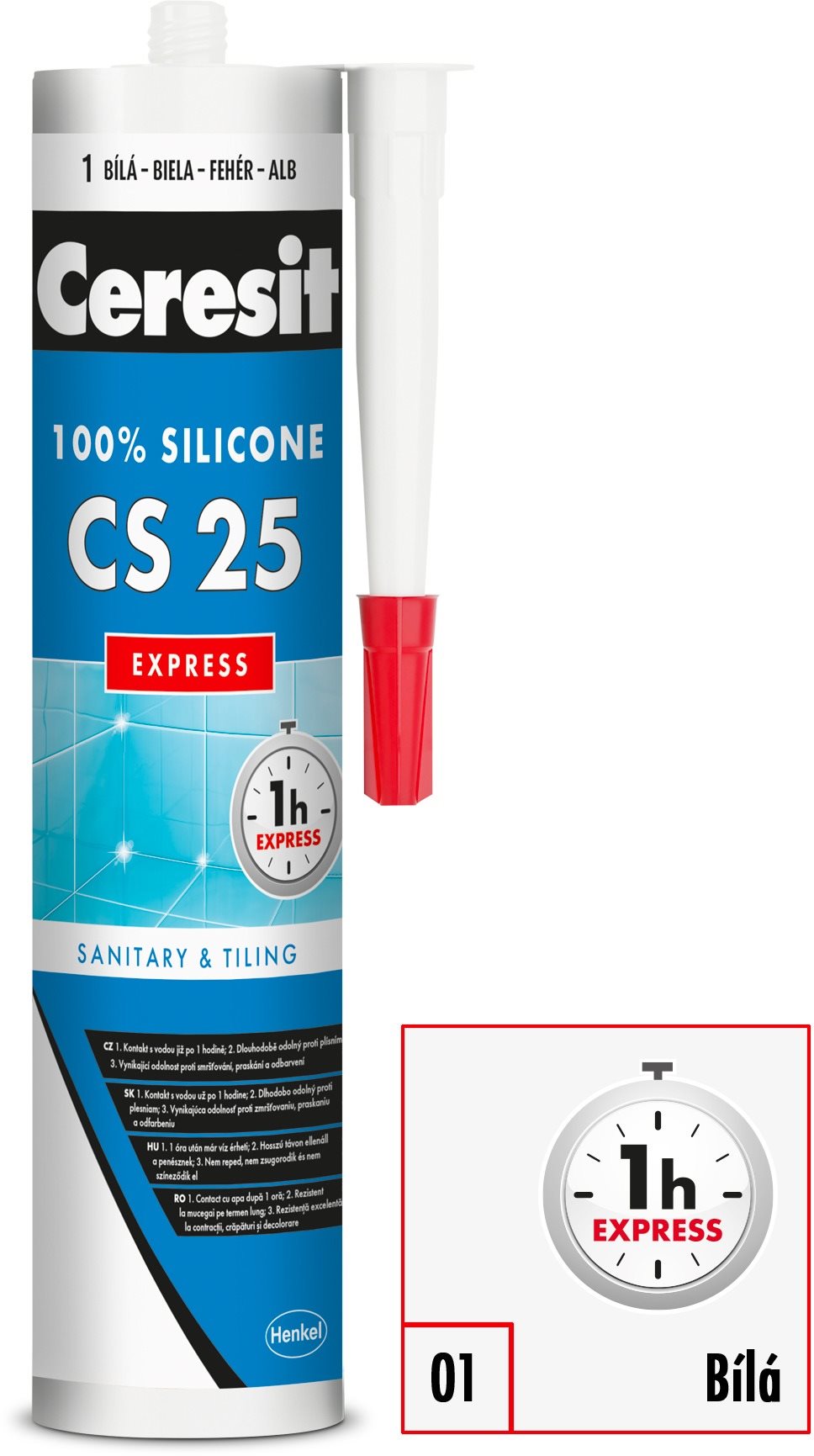 Ceresit Sanitární silikon CS 25 Express bílý, 280 ml