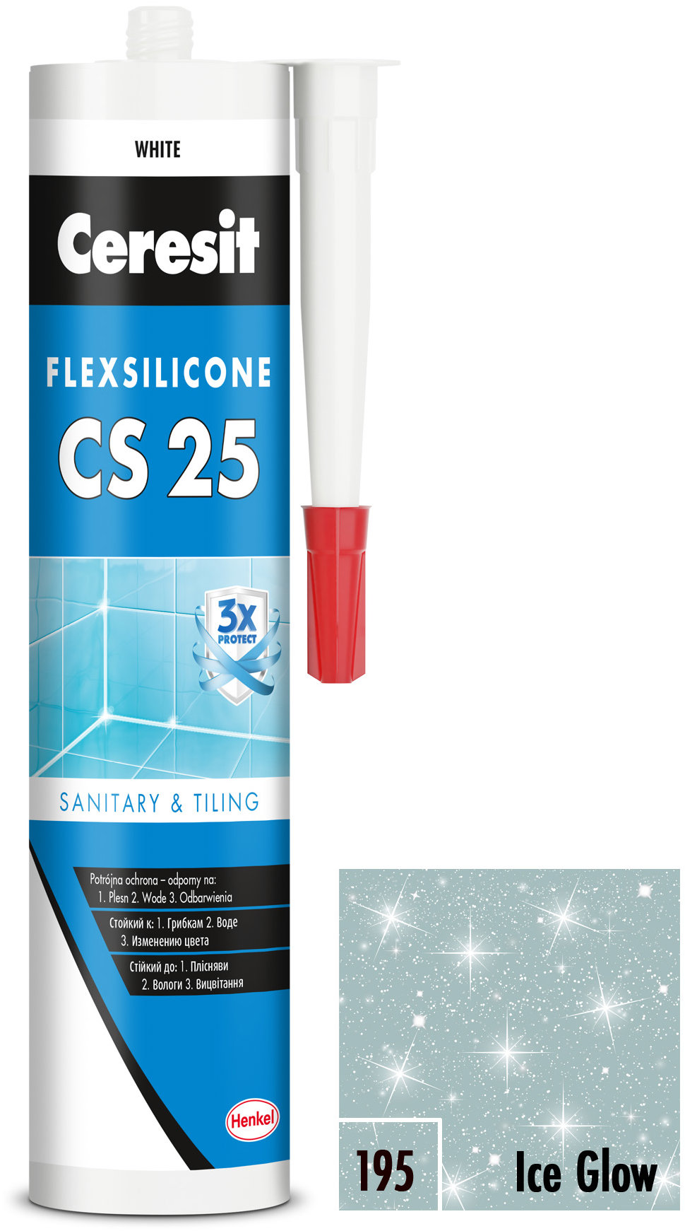 Ceresit Sanitární silikon CS 25 icy glow, 280 ml