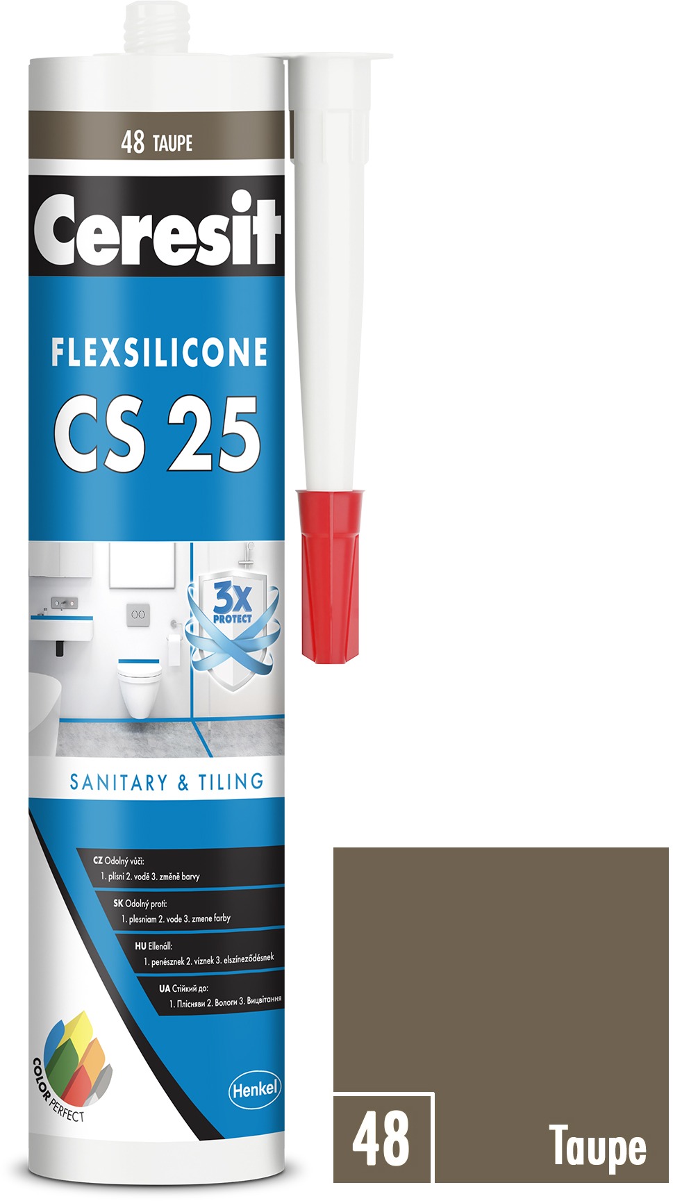 Ceresit Sanitární silikon CS 25 Taupe, 280 ml