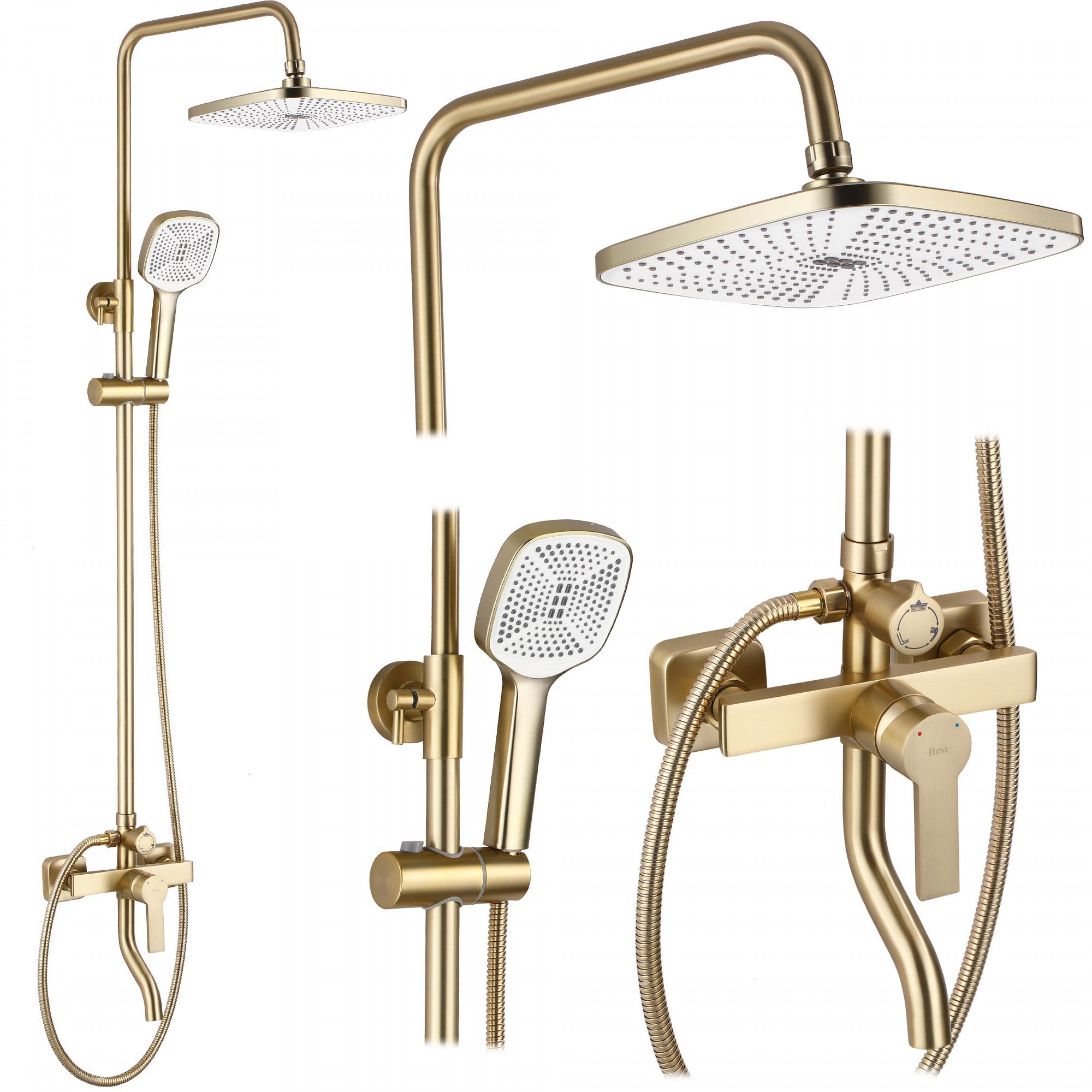 REA Argus Sprchový set s baterií 150 mm, kartáčovaně zlatý (REA-P7841)