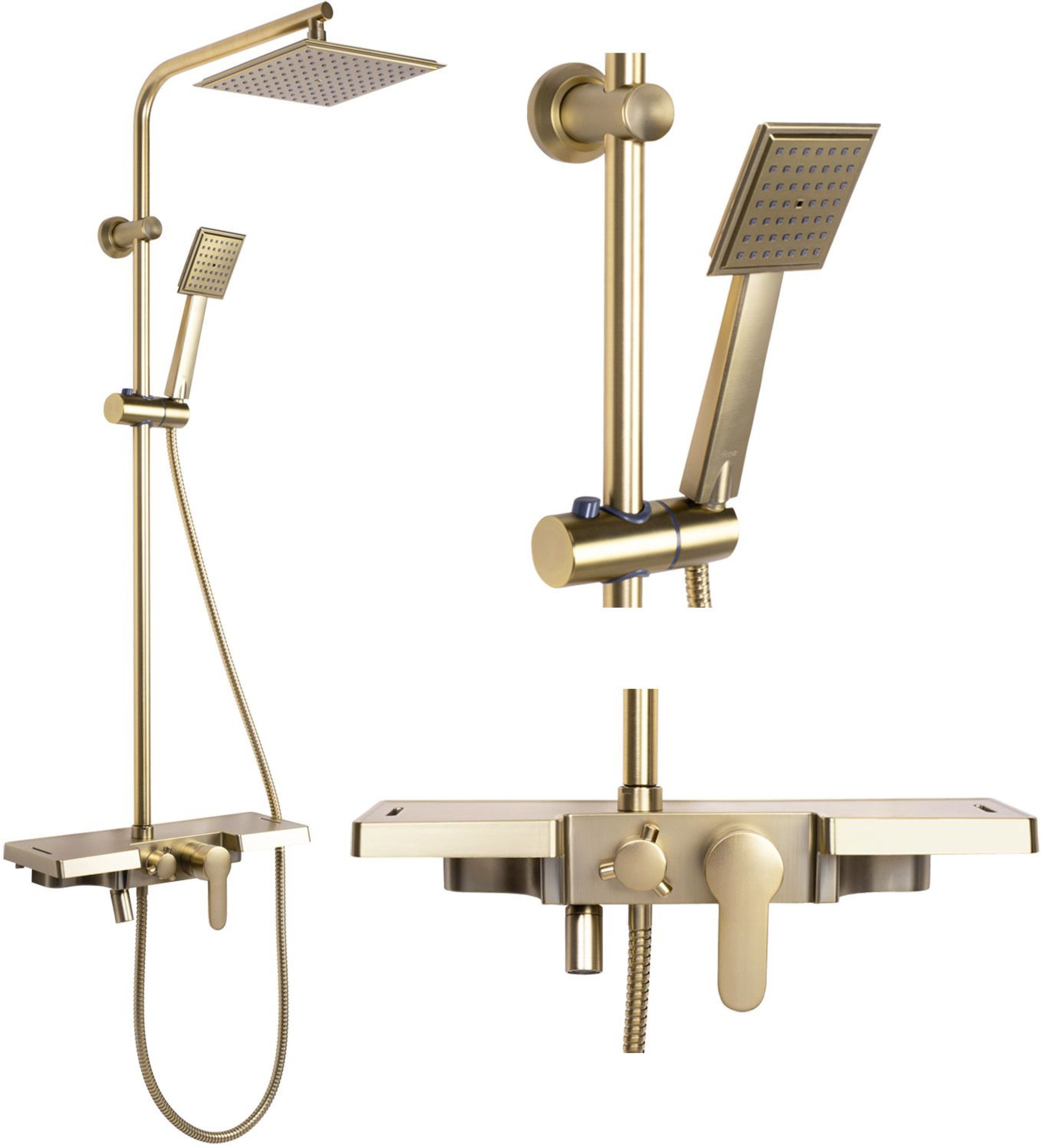 REA Bravo Sprchový set, brush gold (REA-P4121)
