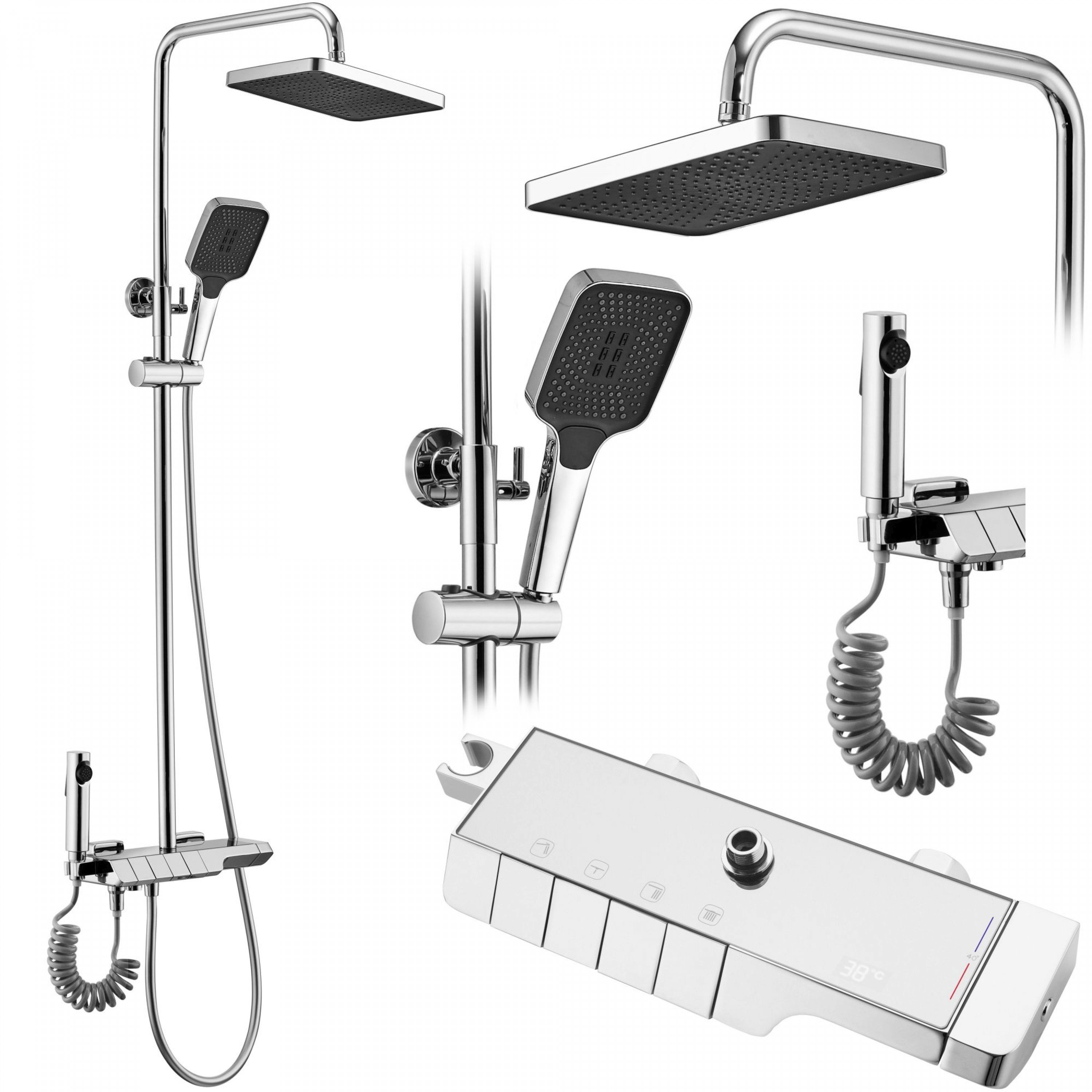 REA Rob Sprchový set s termostatem, chrom (REA-P6626)