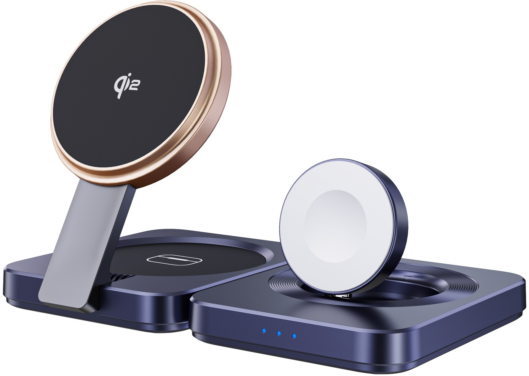 ChoeTech 15W QI2 Certified 3-in-1 Foldable Magnetic wireless charger blue