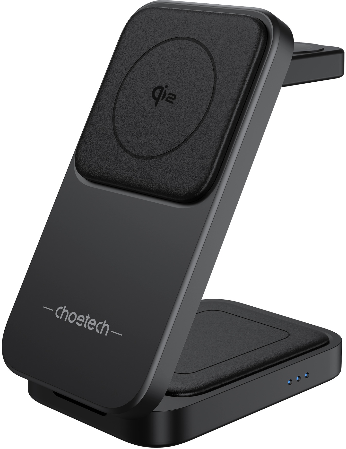 Choetech 15W 3-in-1 Qi2 Certified Foldable Magnetic Wireless Charger--black