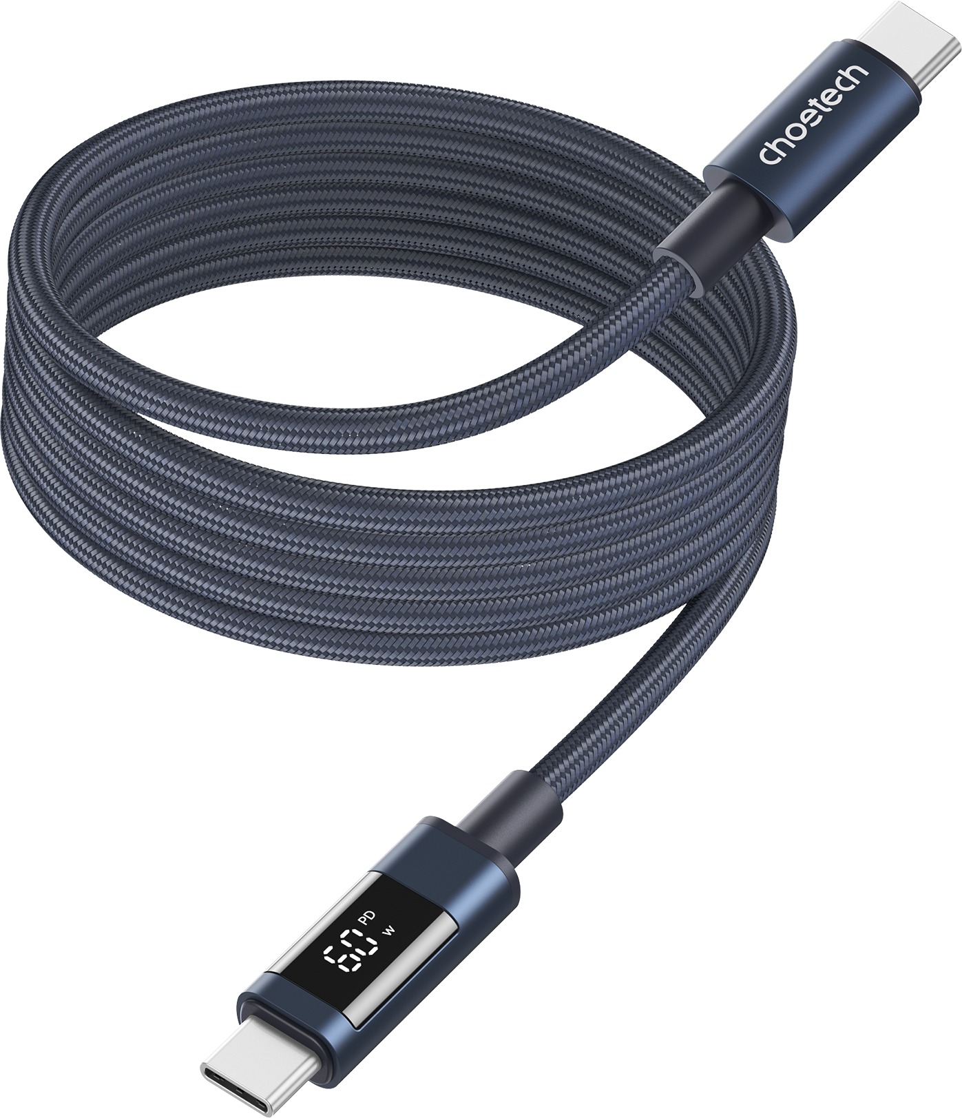 ChoeTech PD60W USB-C to USB-C Digital Display 1.2m Magnet Nylon Cable Dark blue
