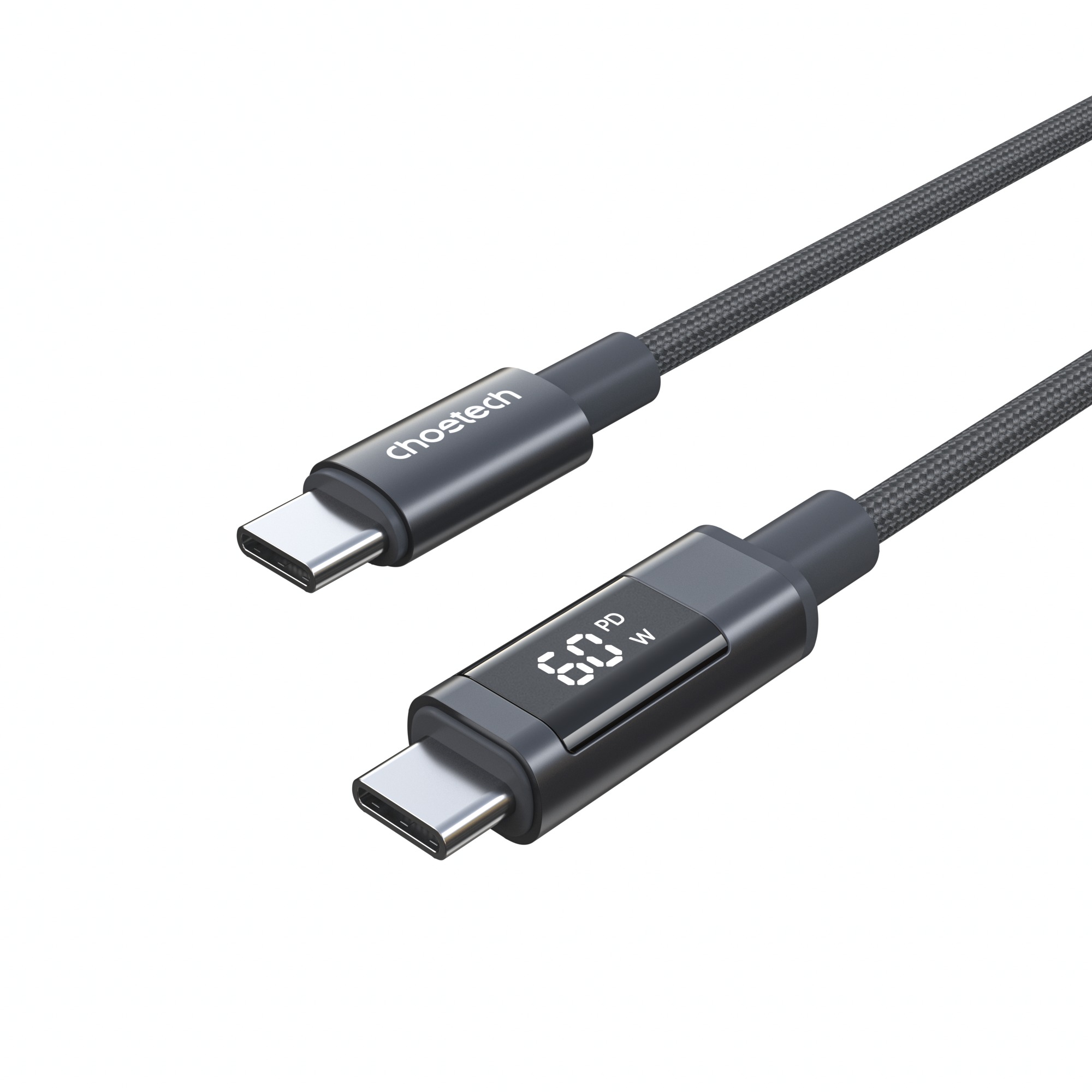 ChoeTech PD60W USB-C to USB-C Digital Display 1.2m Nylon Cable Grey