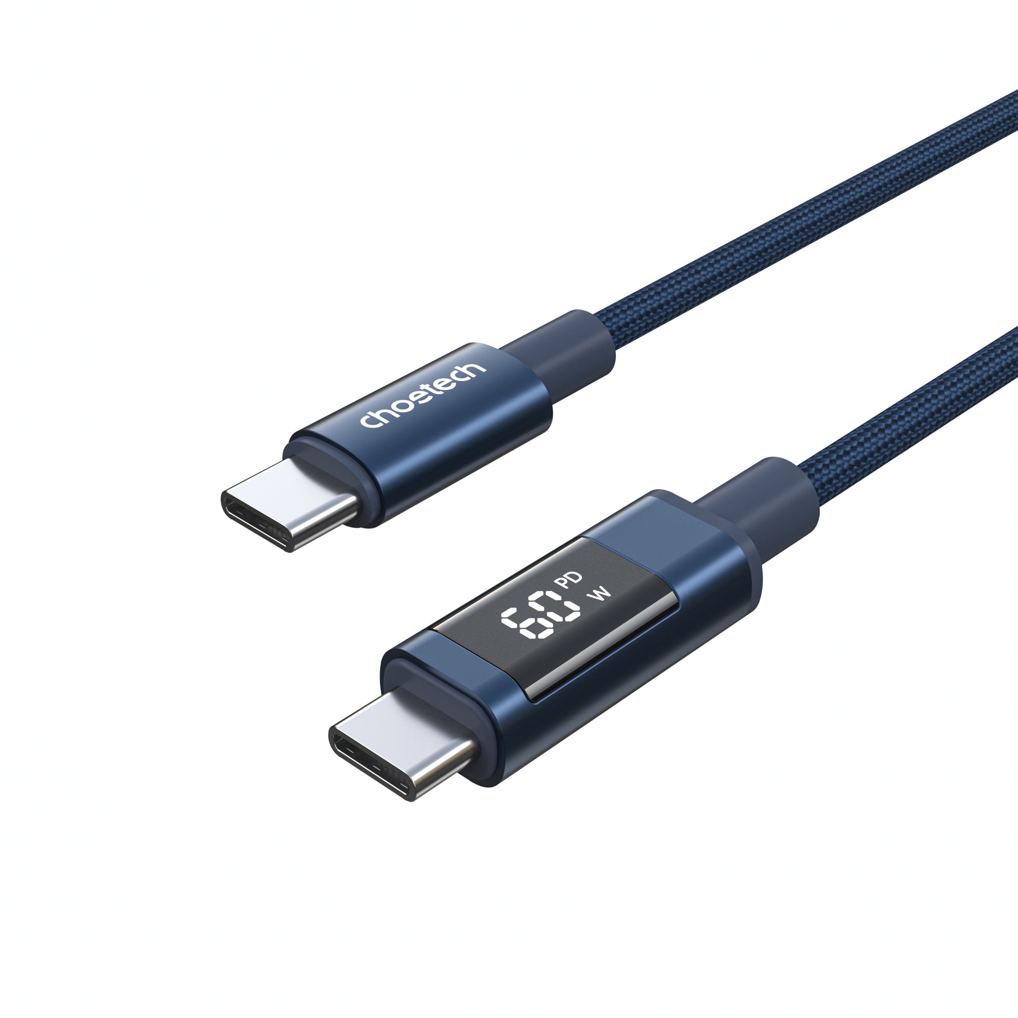 ChoeTech PD60W USB-C to USB-C Digital Display 1.2m Nylon Cable Dark blue