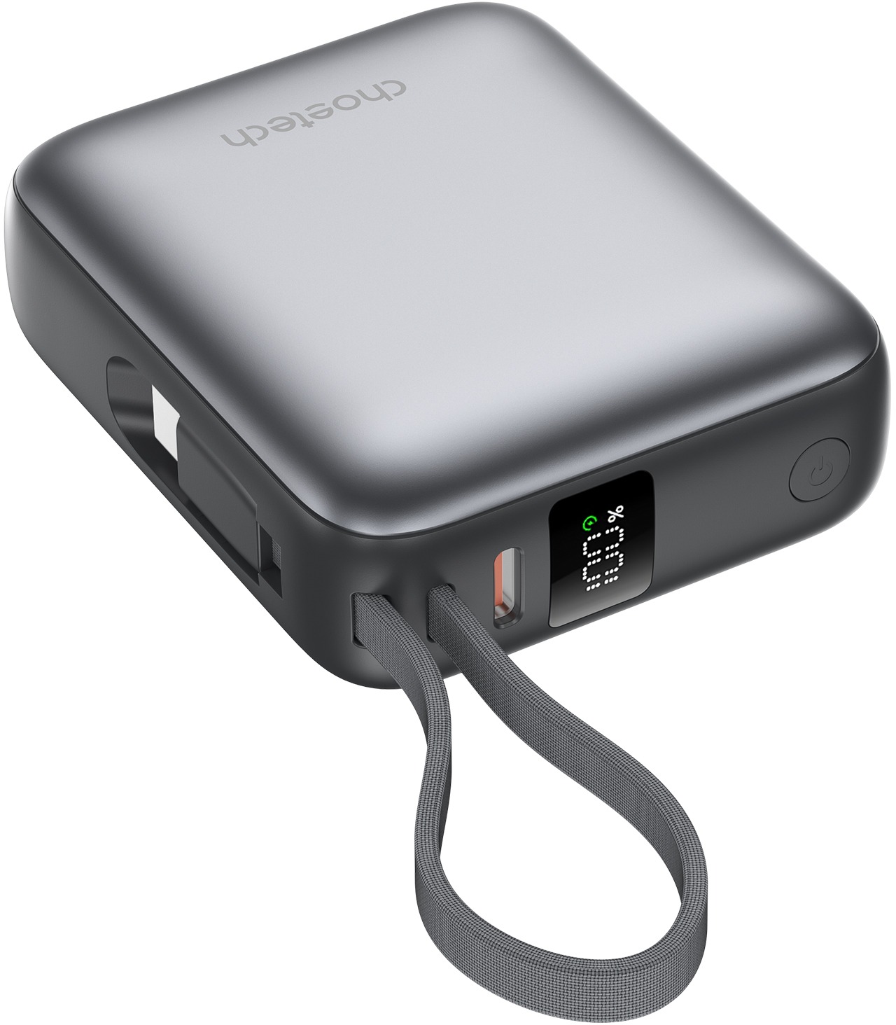 ChoeTech Mini 35W 10000mAh Power Bank with USB-C input/output Cable grey