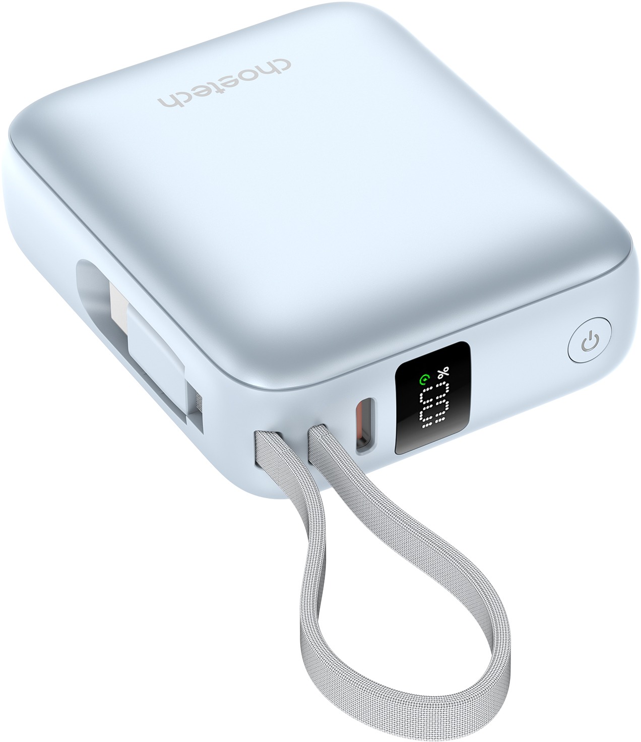 Choetech Mini 35W 10000mAh Power Bank with USB-C input/output Cable-- blue