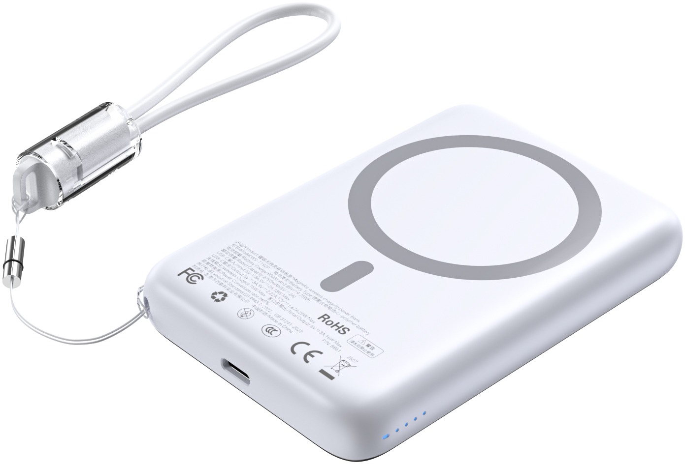 ChoeTech CCC Certified 10000mAh Ultra Thin Magnetic Power Bank - silver