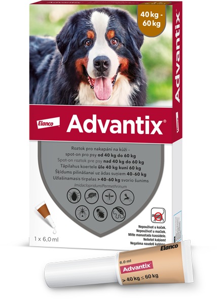 Advantix roztok pro nakapání na kůži – spot-on pro psy 40 - 60 kg