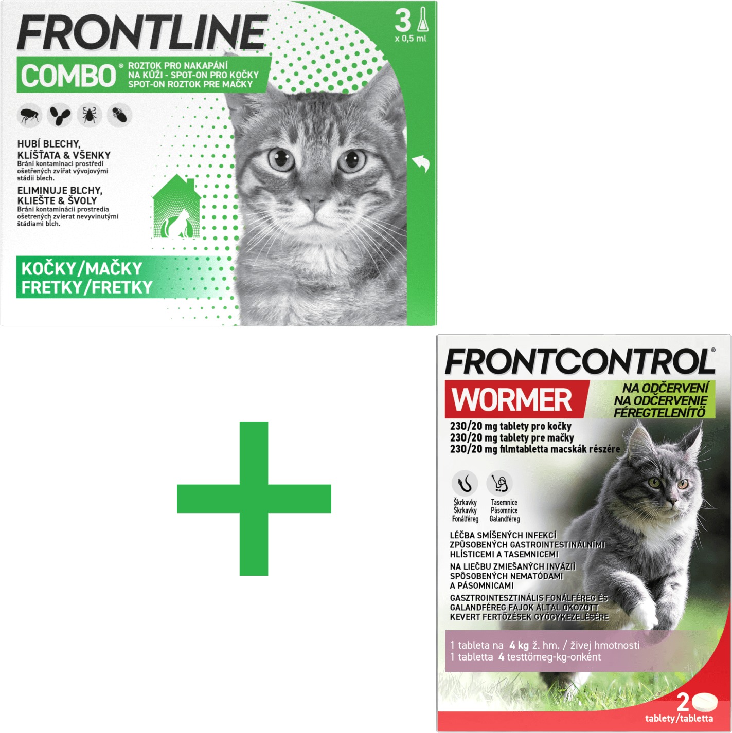 Balíček proti parazitům: Frontline Combo + Frontcontrol Wormer pro kočky