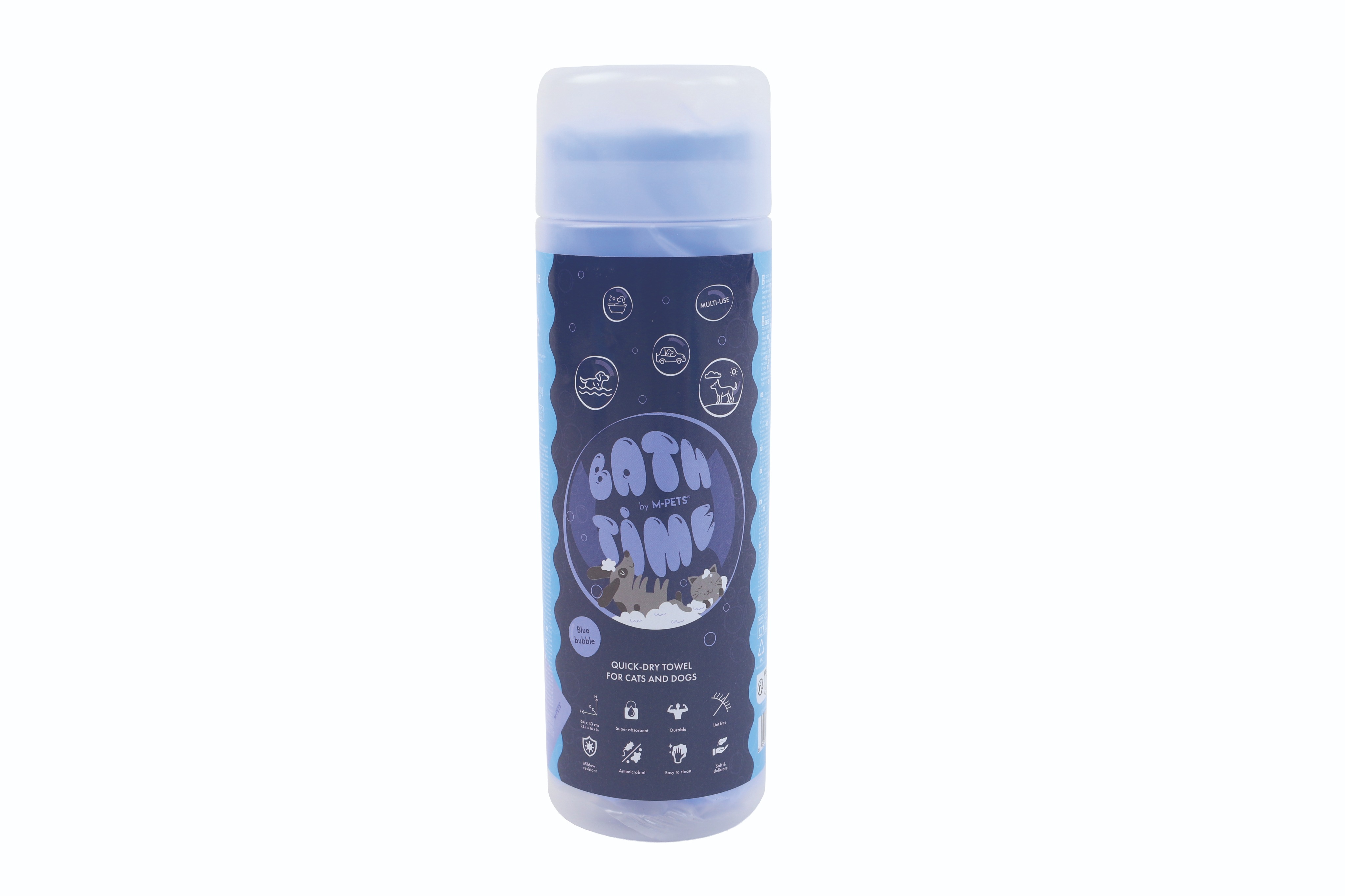 M-Pets BATHTIME Rychleschnoucí ručník pro psy a kočky 64 × 43 cm modrý