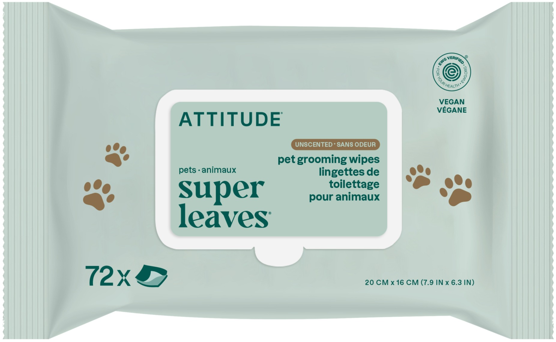Attitude Super leaves Pets Přírodní vlhčené čisticí ubrousky 72 ks