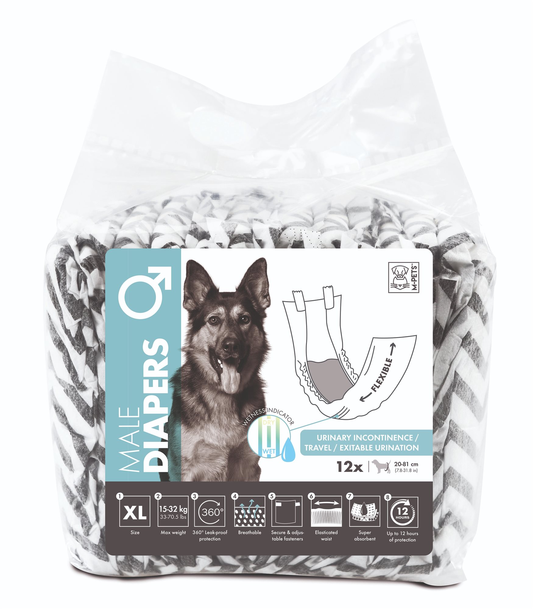 M-Pets Jednorázové pleny pro psí samce XL 12 ks
