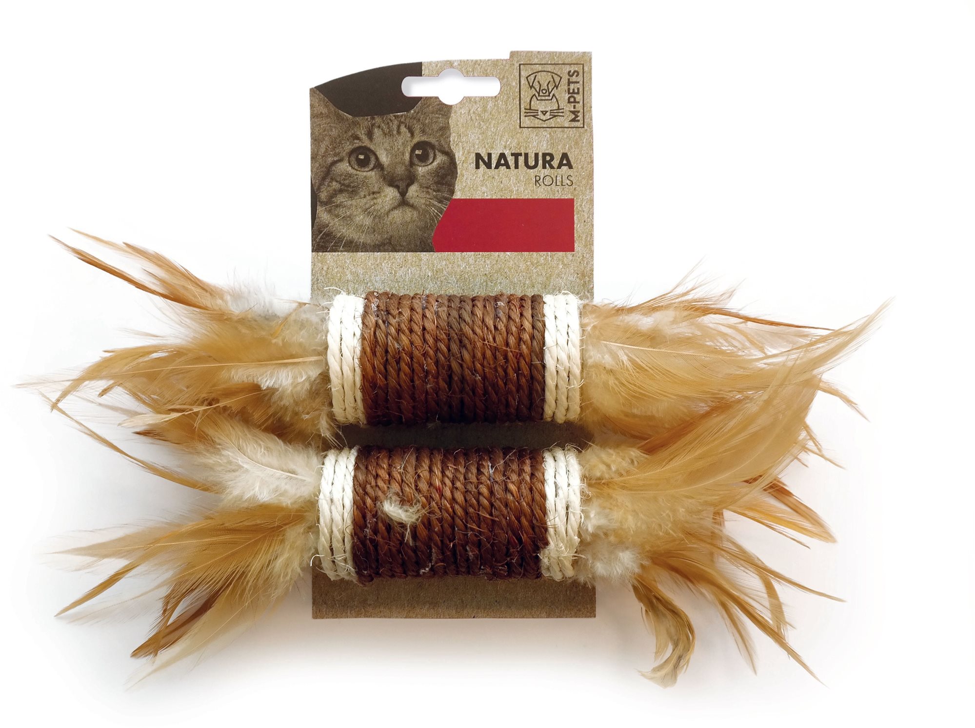 M-Pets NATURA válečky s pírky 24 × 4,5 cm