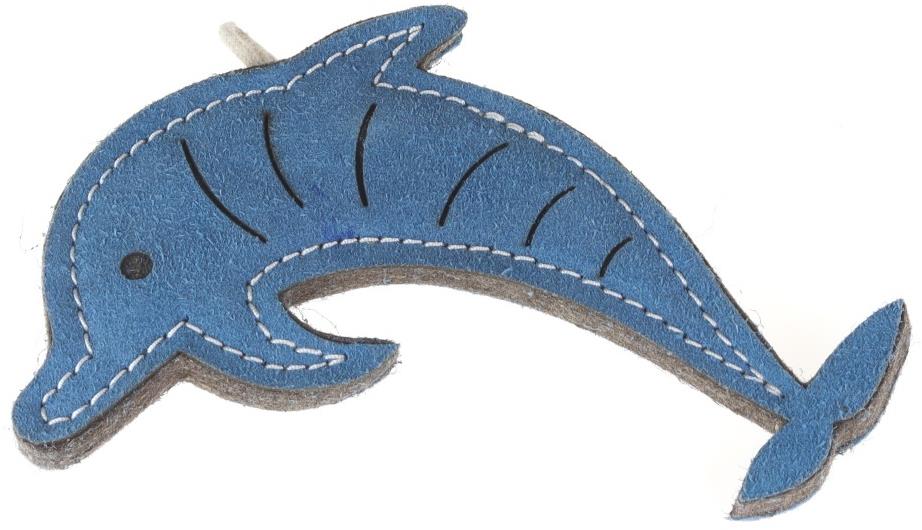 animALL Hračka Delfín natural kůže podložená plstí 12,5 × 14 cm