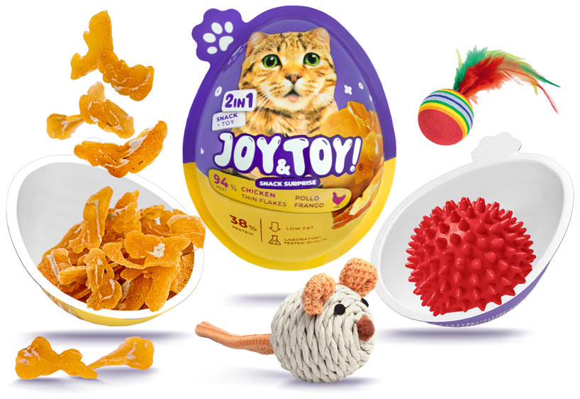 Joy & Toy Vajíčko pro kočky s překvapením Thin Flakes - kuřecí masíčko