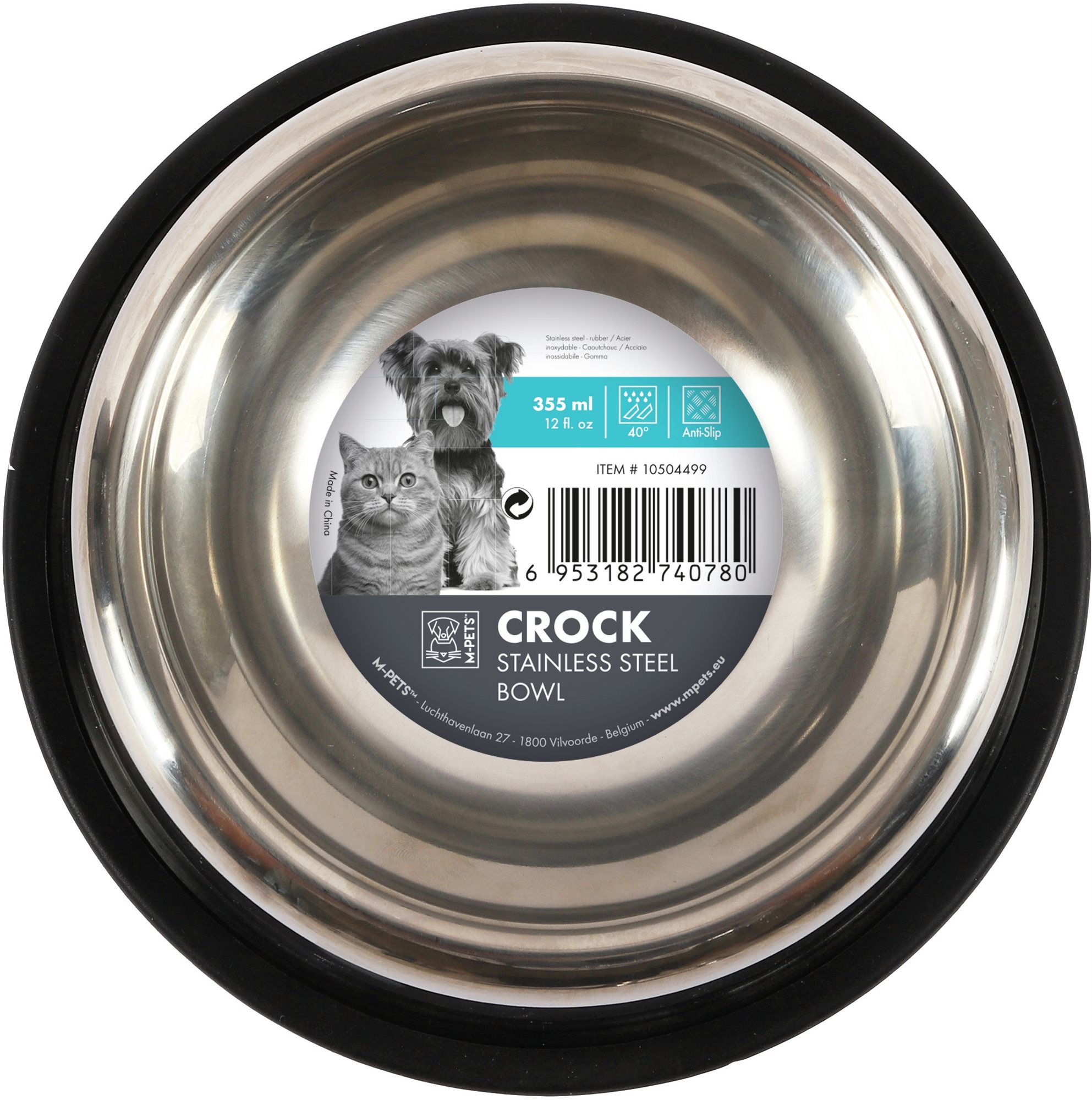 M-Pets CROCK Miska nerezová s gumou S 0,355 l
