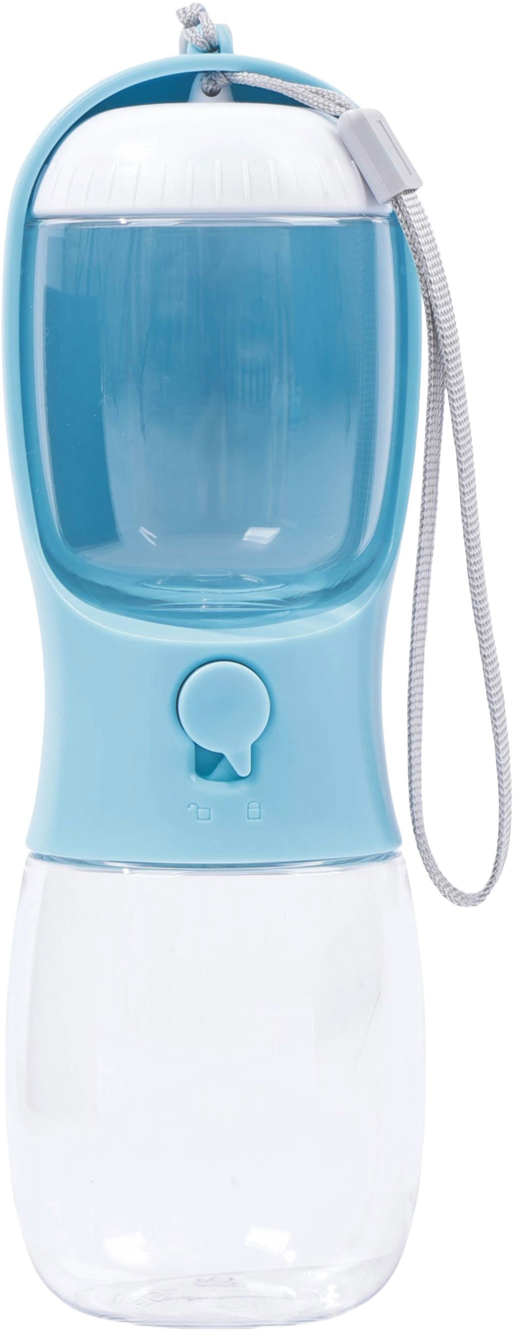 M-Pets ON THE ROAD Cestovní láhev na vodu a krmivo 2v1 300 ml modrá