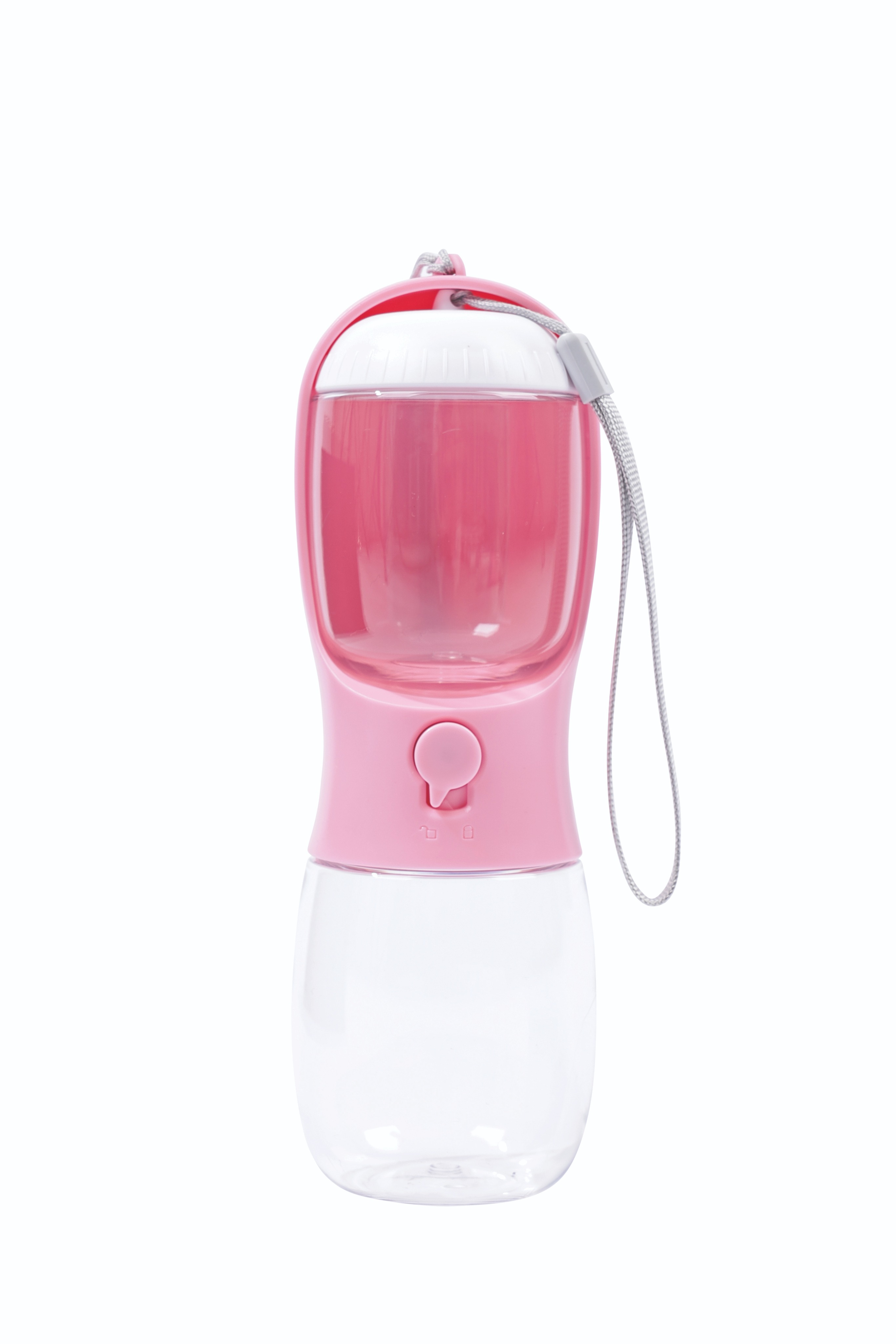 M-Pets ON THE ROAD Cestovní láhev na vodu a krmivo 2v1 300 ml růžová