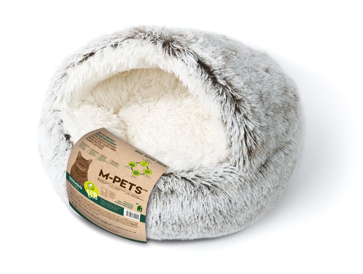 M-Pets Snugo Eco pelíšek plyšový hřejivý šedý