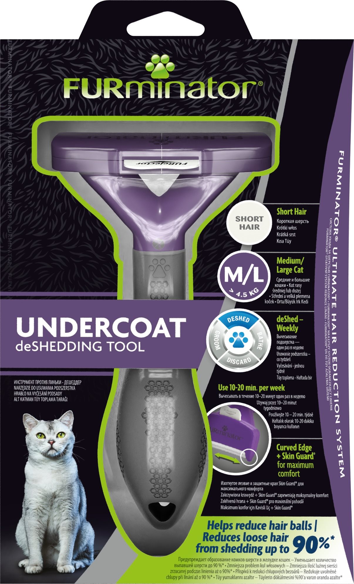 FURminator hrablo na krátkou srst kočka M/L