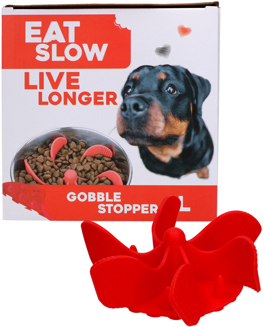 Eat Slow Live Longer zpomalovací spirála do misky červená L