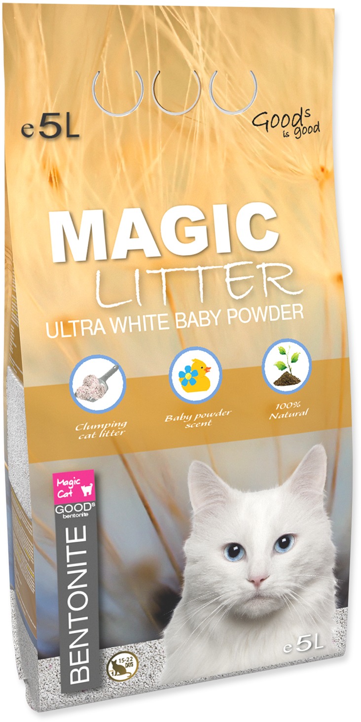 MAGIC PEARLS Kočkolit ML Bentonite Ultra White Baby Powder 5L