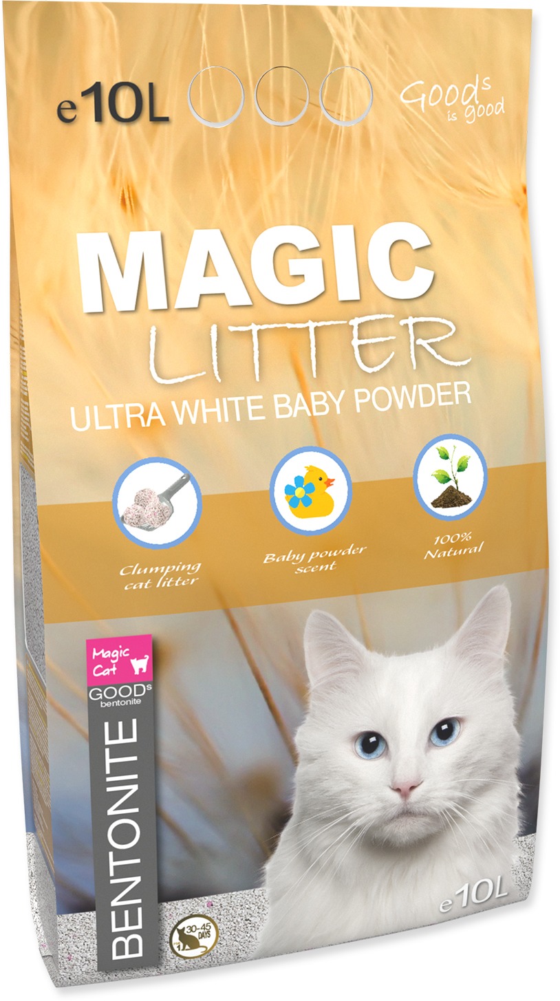 MAGIC PEARLS Kočkolit ML Bentonite Ultra White Baby Powder 10 l