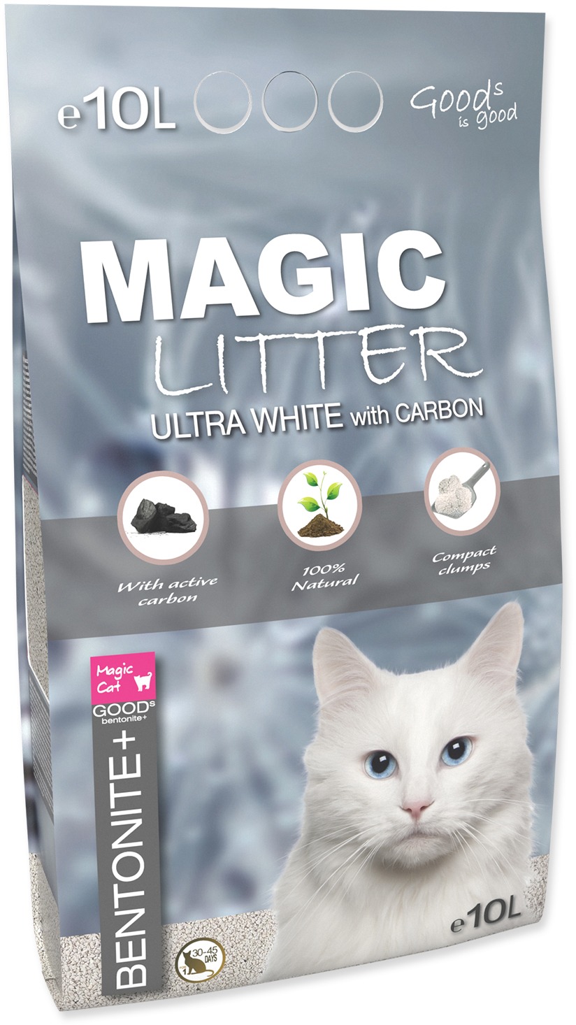 Magic Cat Kočkolit Magic Litter Bentonite Ultra White with Carbon 10 l