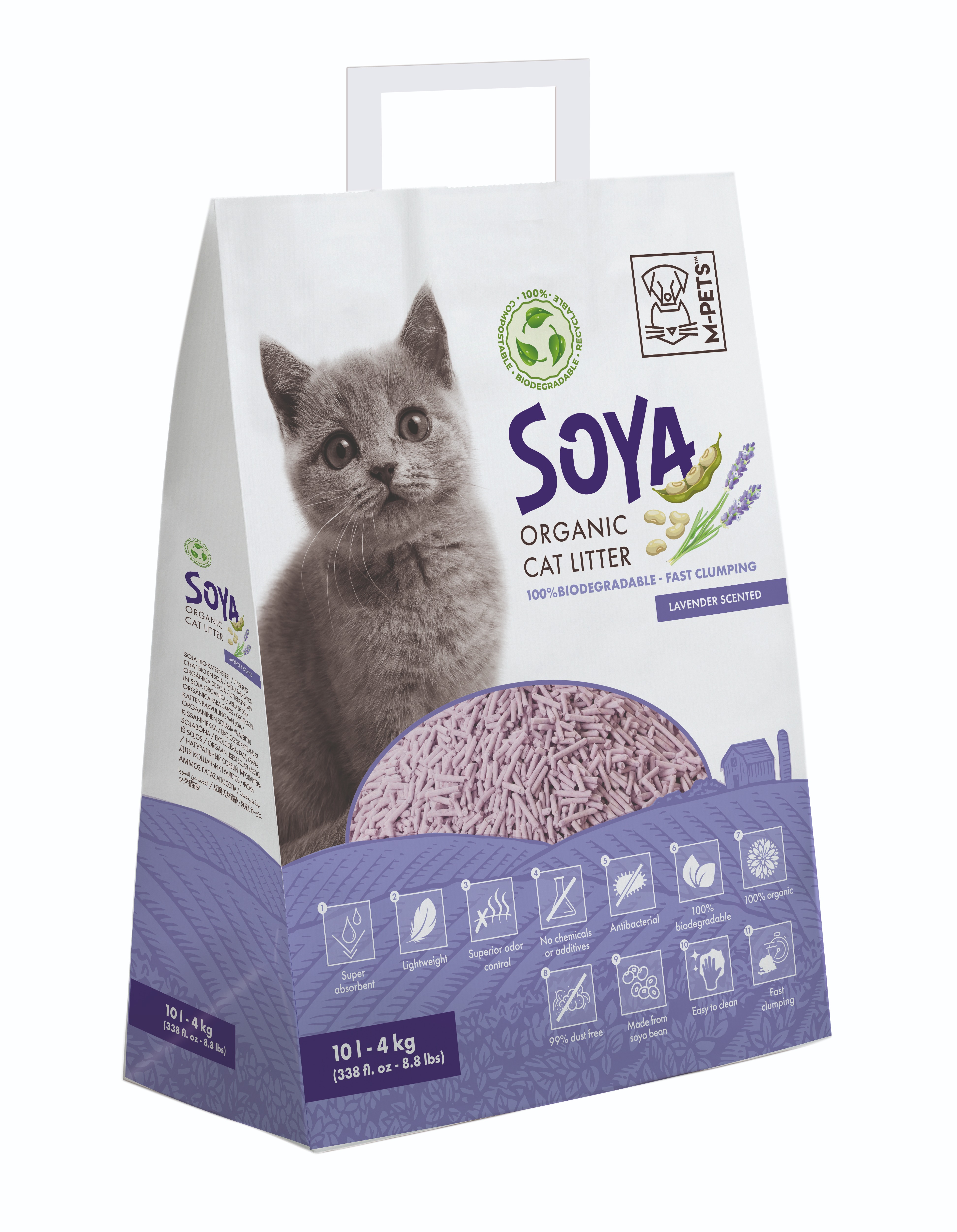 M-Pets Stelivo sojové s vůní levandule 10 L