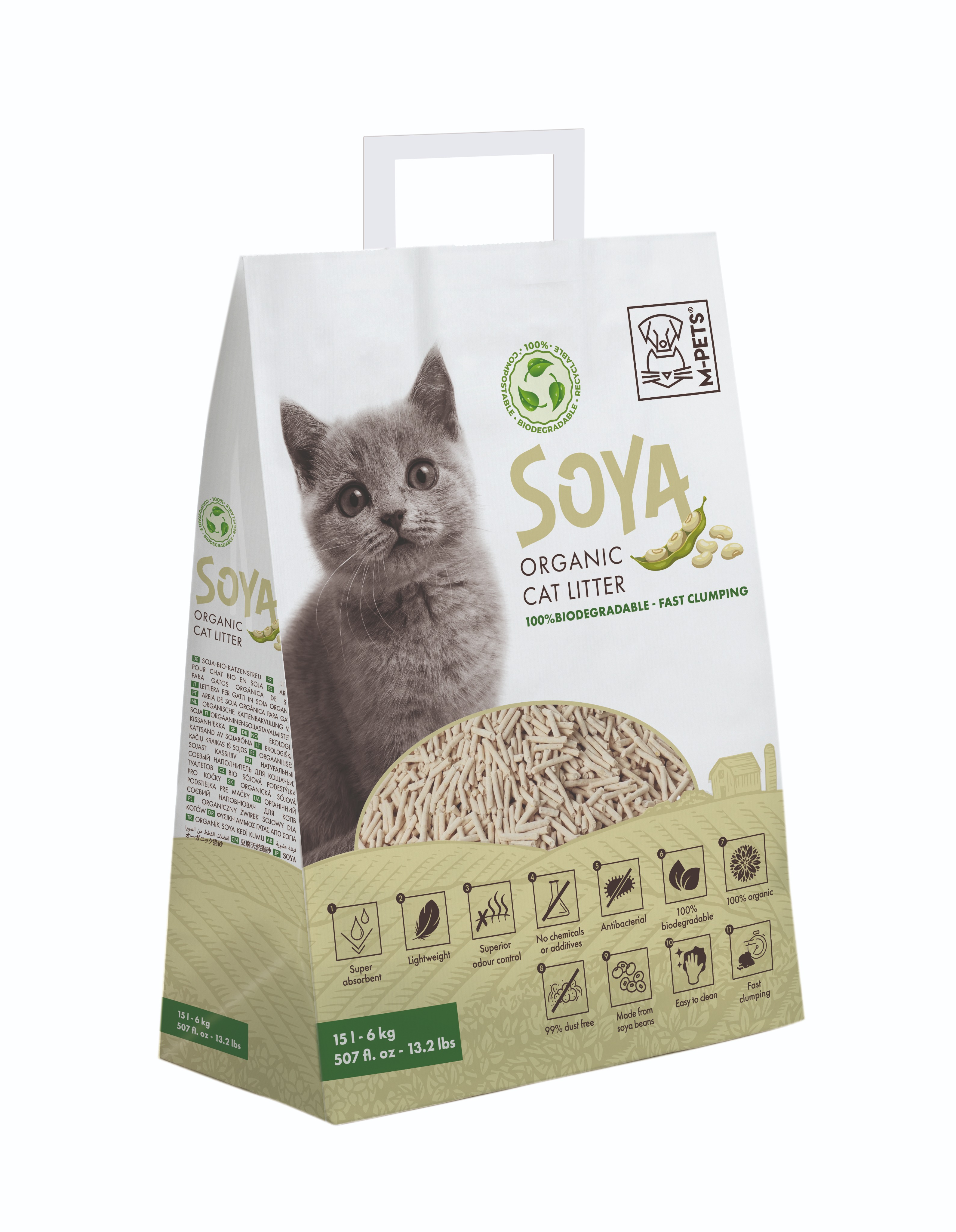 M-Pets Stelivo sojové přírodní 15 L