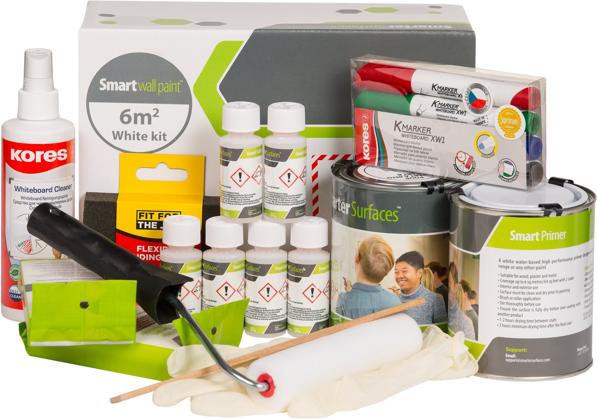 Sada bílé popisovatelné barvy CHYTRÁ ZEĎ a příslušenství