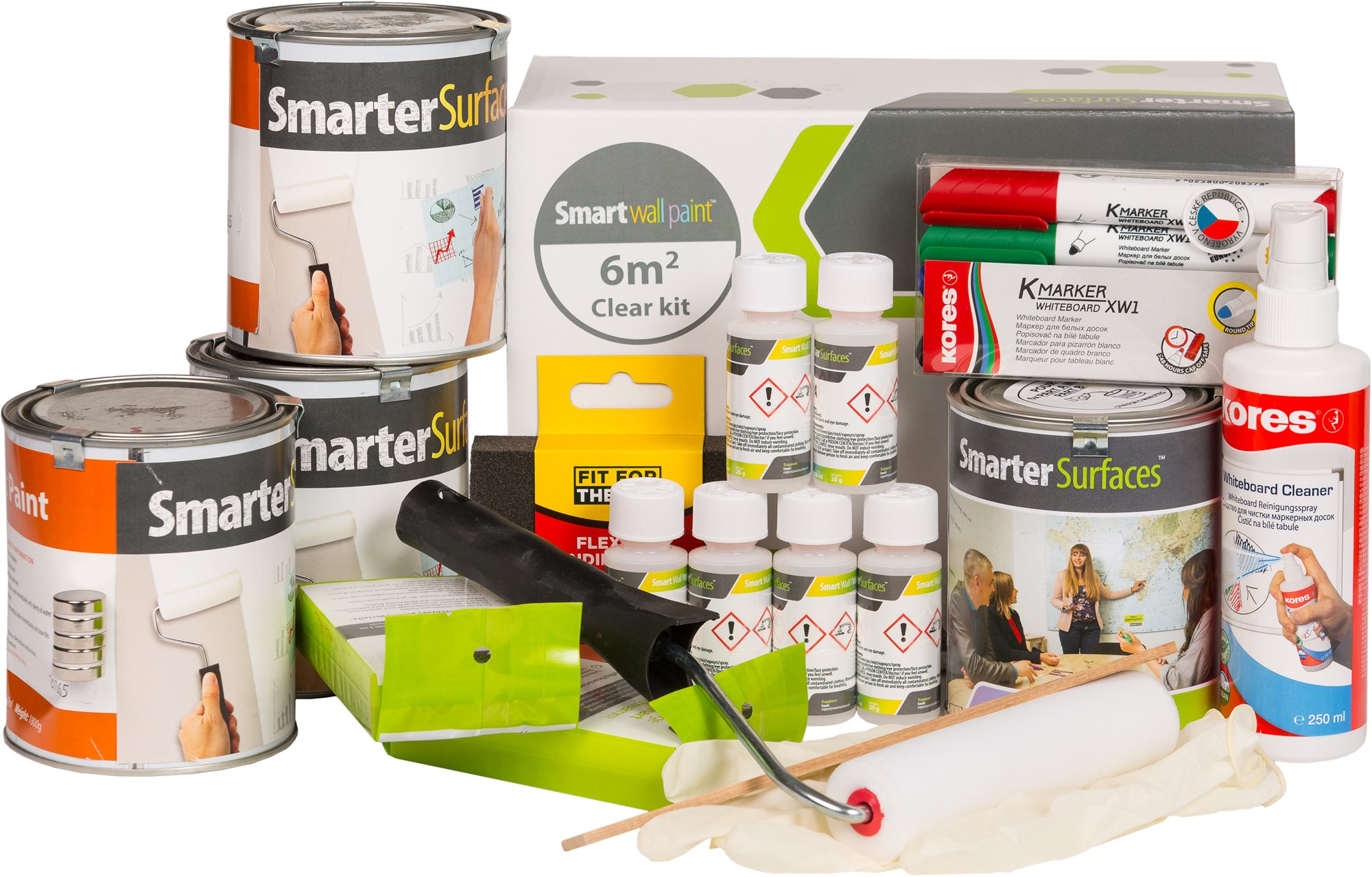 Sada čiré magnetické popisovatelné barvy a příslušenství Chytrá zeď