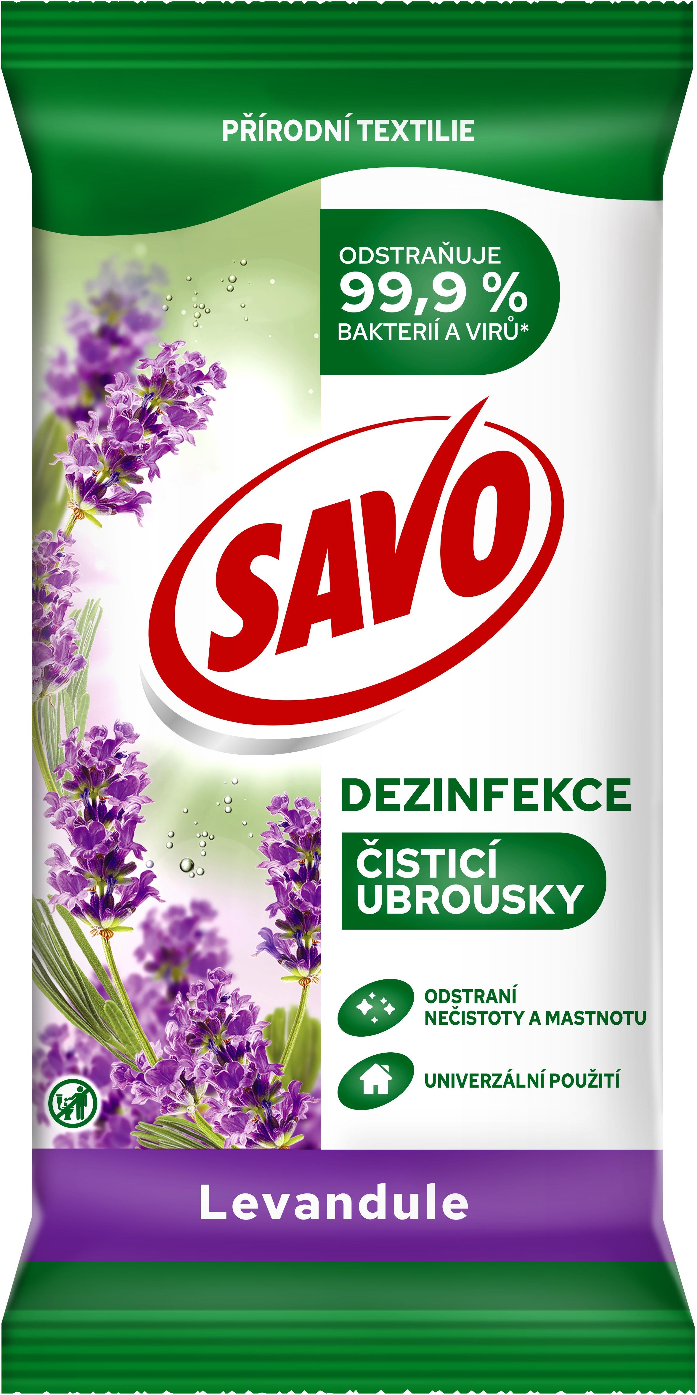 SAVO Bez Chloru Univerzální čistící ubrousky Levandule 30 ks