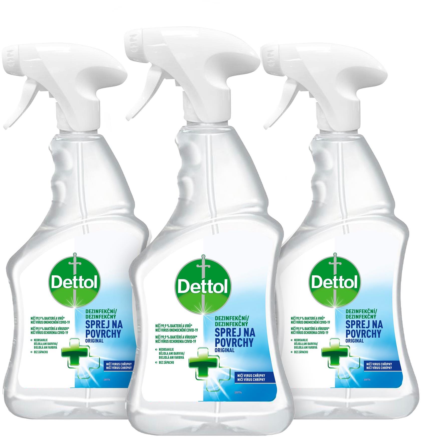 DETTOL Dezinfekční sprej na povrchy Original 3× 500 ml