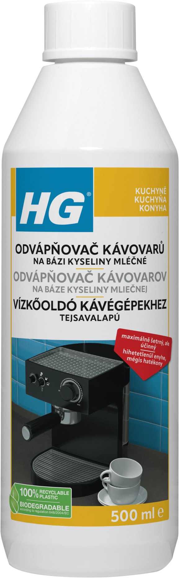 HG odvápňovač kávovarů na bázi kyseliny mléčné 500 ml