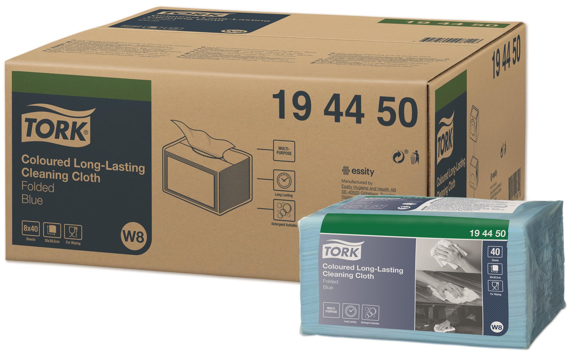 TORK Utěrky čisticí skládané, barevný program, modré, W8, 40 ks
