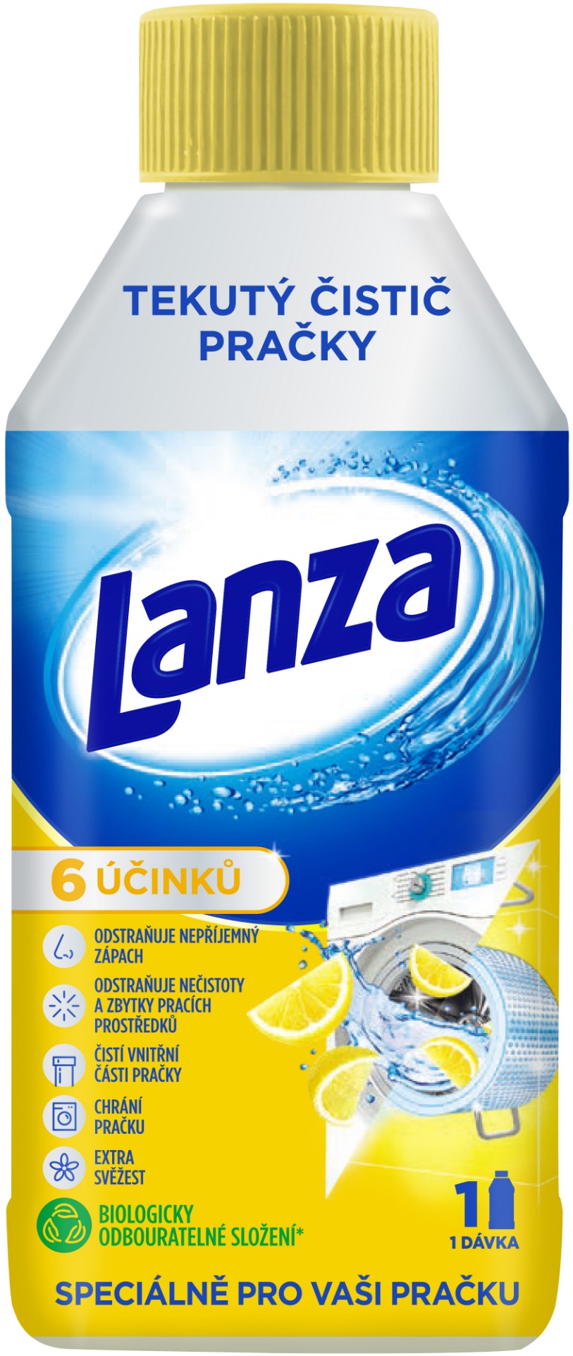LANZA tekutý čistič pračky - svěžest citronu 250 ml