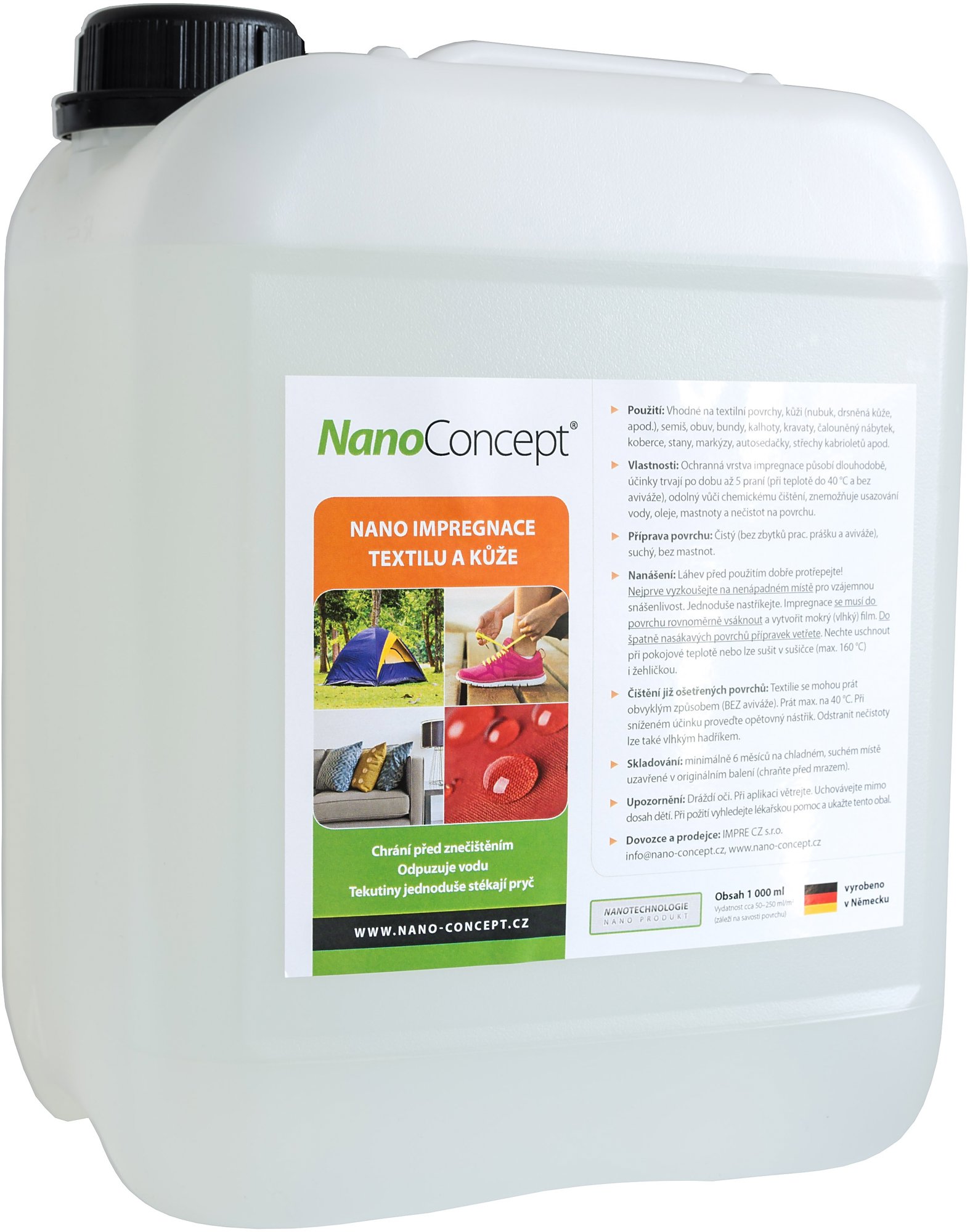 NanoConcept Nano impregnace textilu a kůže 5 l