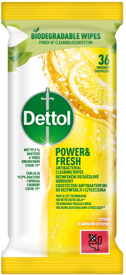 DETTOL Antibakteriální ubrousky na povrchy Citron 36 ks