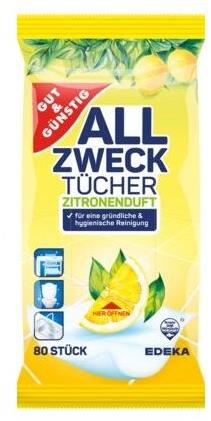 GUT UND GÜNSTIG Feuchte Allzwecktücher Lemon 80 ks