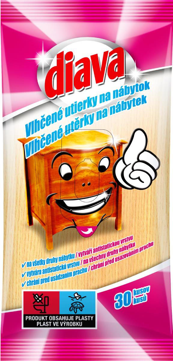 DIAVA vlhčené utěrky na nábytek 30 ks