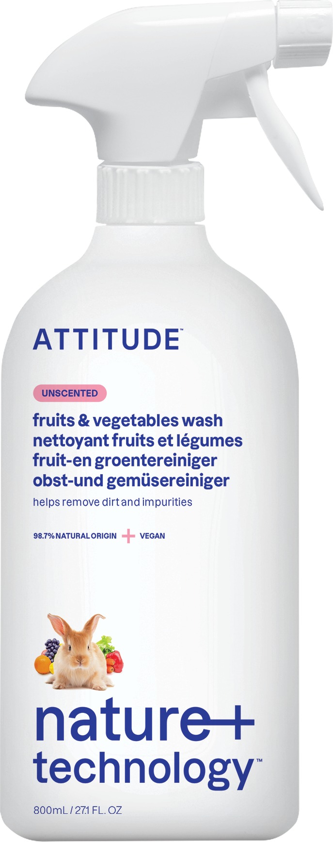 ATTITUDE Čistič na ovoce a zeleninu bez vůně s rozprašovačem 800 ml